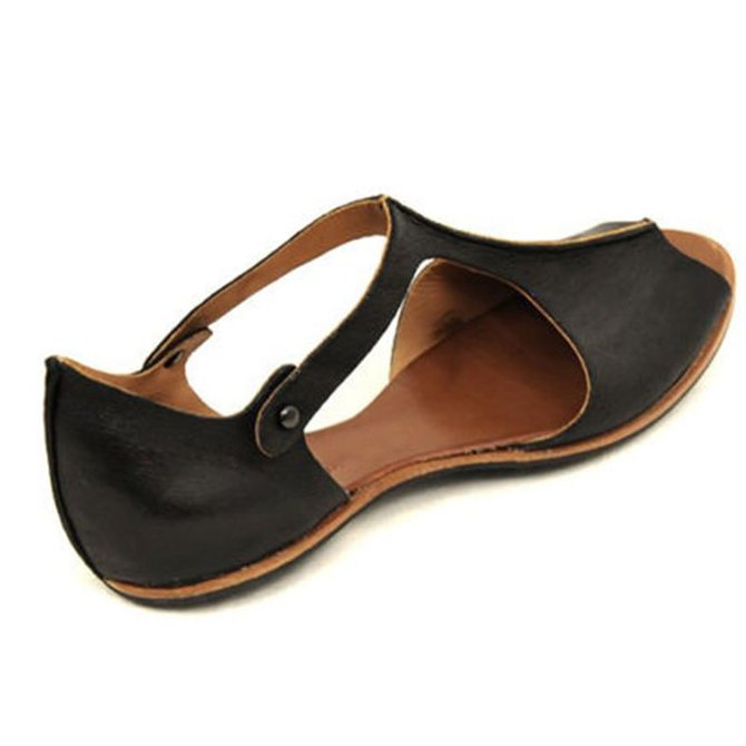peep toe black flat sandals