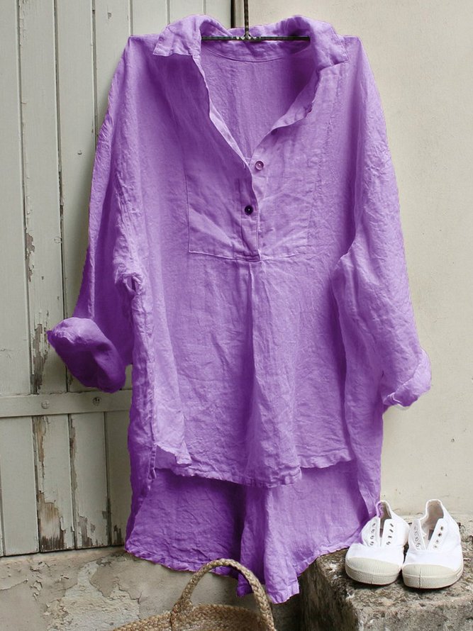 zolucky Women Tuxedo Linen Shirt Dress