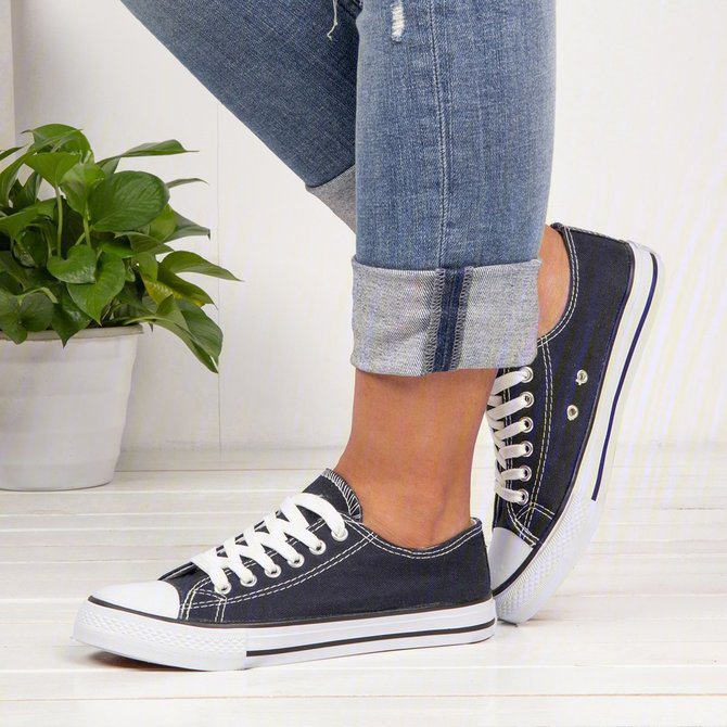 Womens Simple Casual Canvas Lace-Up Sneakers | zolucky