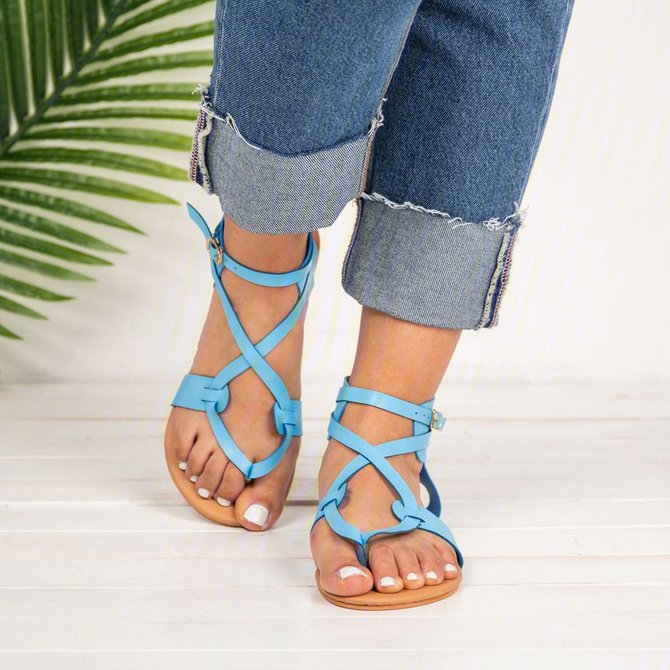 Women Adjustable Buckle Flat Heel Daily Summer Flip-Flops
