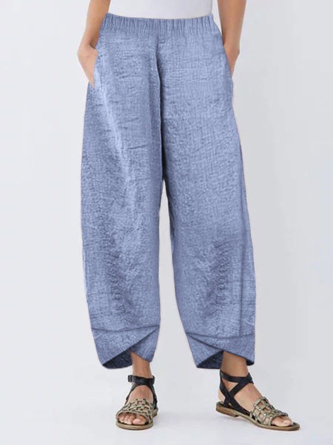 Casual Linen Paneled Pants