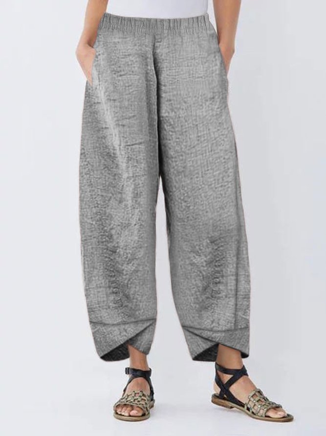 Casual Linen Paneled Pants