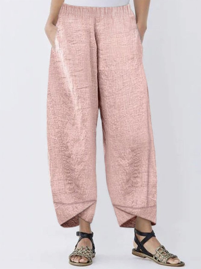 Casual Linen Paneled Pants