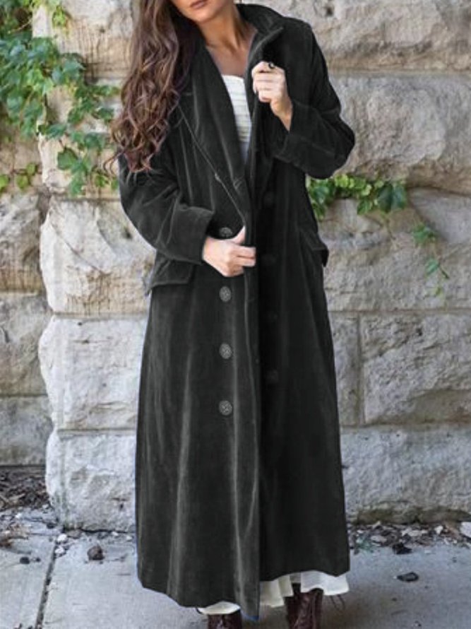 Casual Solid Velvet Buttoned Knit coat