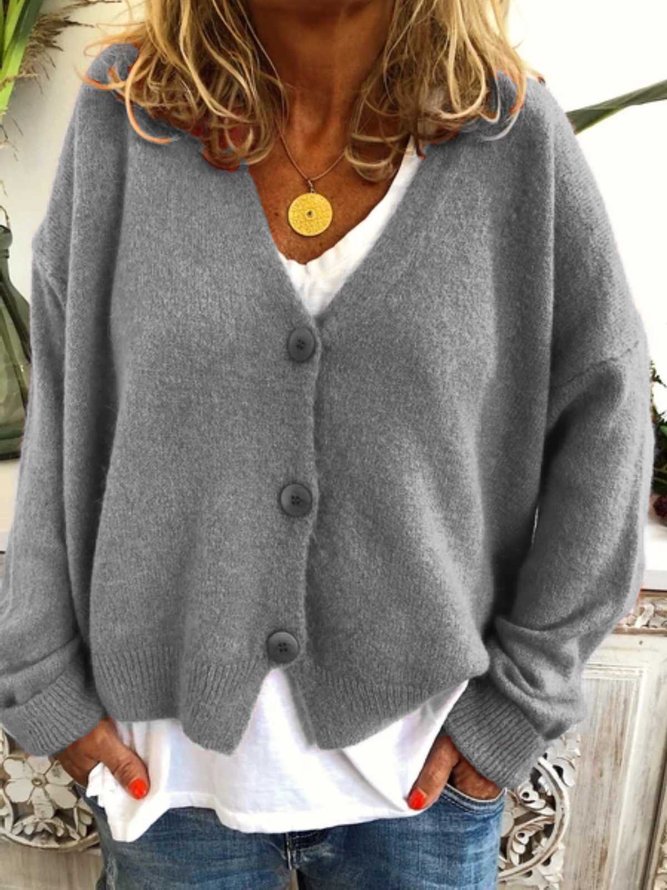 Women Casual V Neck Sweater Cardigan Coat