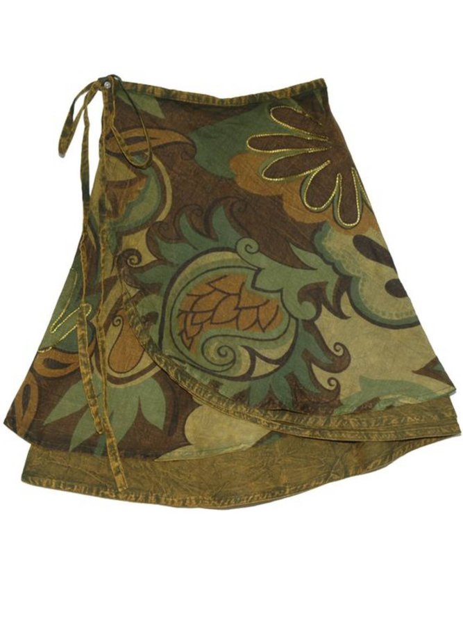 Multicolor Vintage Cotton-Blend Skirt