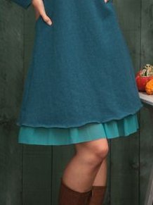 Solid Crew Neck Long Sleeve Knitting Dress