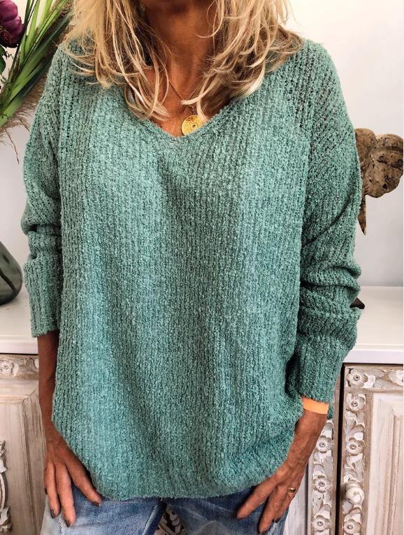 Casual Neck Long Sleeve Knitted Sweater