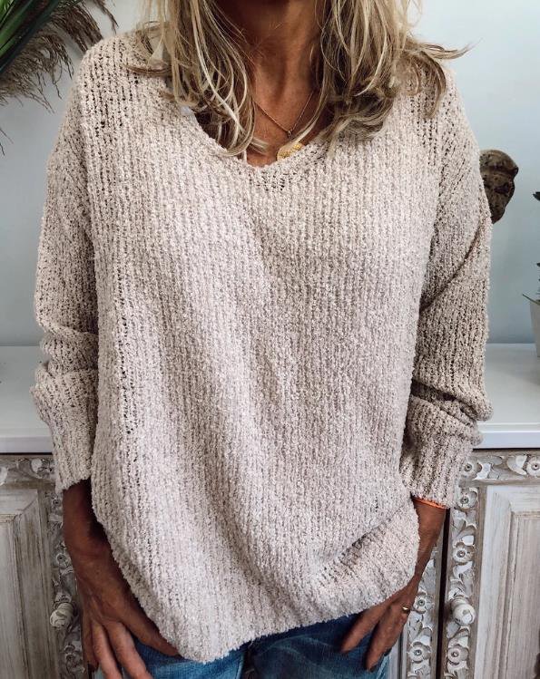 Casual Neck Long Sleeve Knitted Sweater