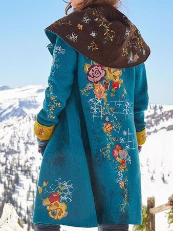 Blue Hoodie Long Sleeve Jacket