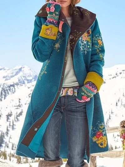 Blue Hoodie Long Sleeve Jacket