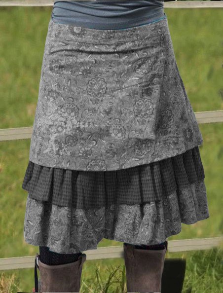 Cotton-Blend Floral Skirt