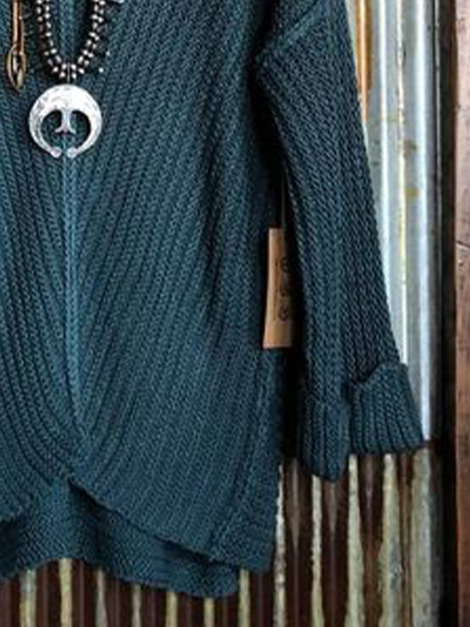 Loose casual V-neck long sleeve sweater