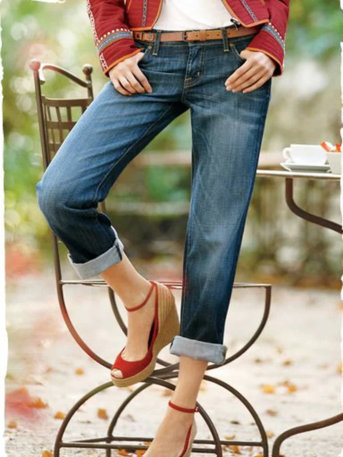 Blue Casual Denim Plain Jeans