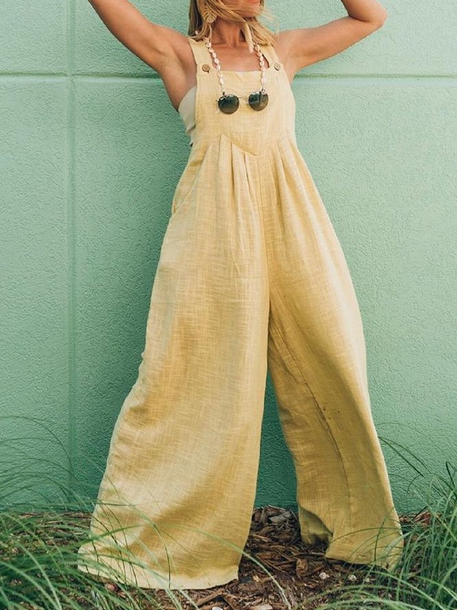 Sleeveless Cotton-Blend Jumpsuits