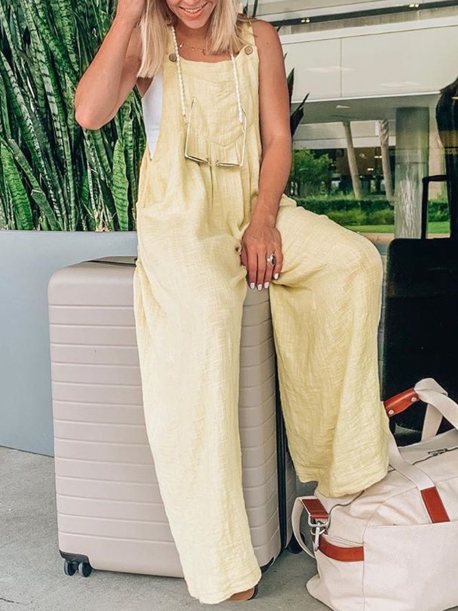 Sleeveless Cotton-Blend Jumpsuits