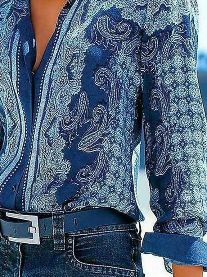 Holiday Long Sleeve Cotton Printed Blouse & Shirt