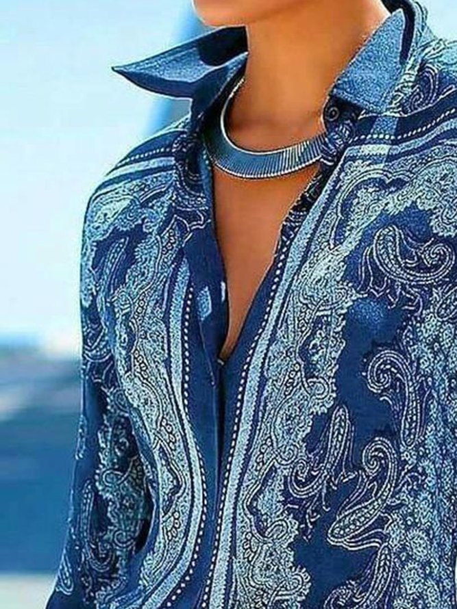 Holiday Long Sleeve Cotton Printed Blouse & Shirt