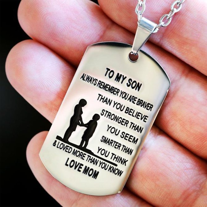 From Mom to Son - Stainless Steel Tag Necklace