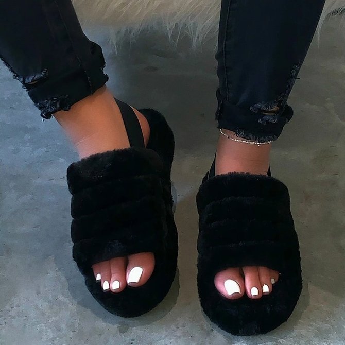 Women Casual Flat Heel Open Toe Sandals Ugg Slippers