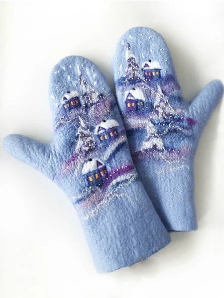 Blue Casual Gloves