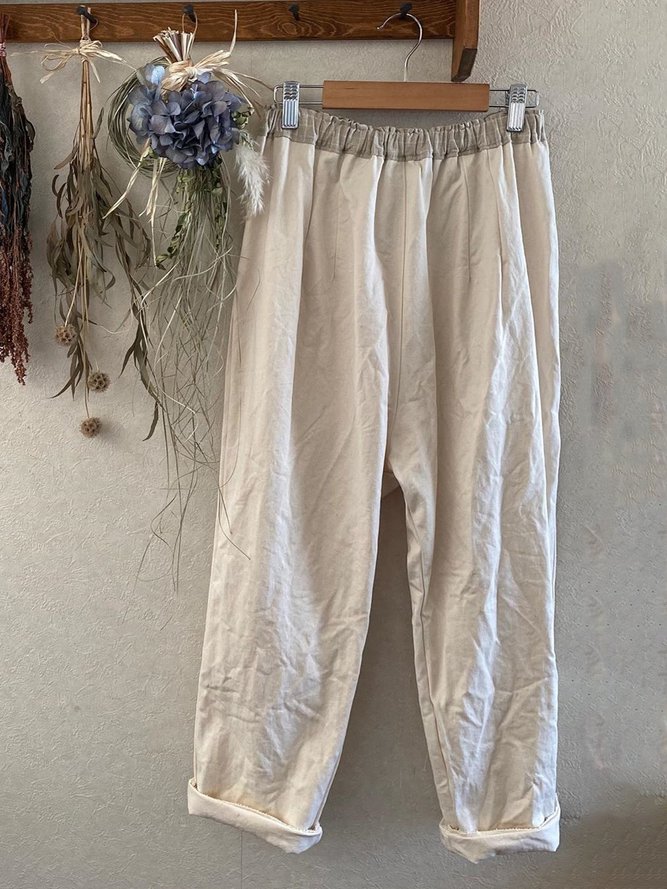 Beige Casual Shift Pants