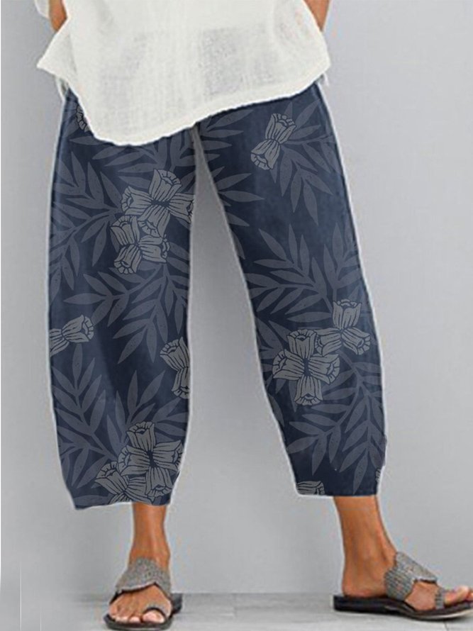 Cotton-Blend Casual Pants | zolucky