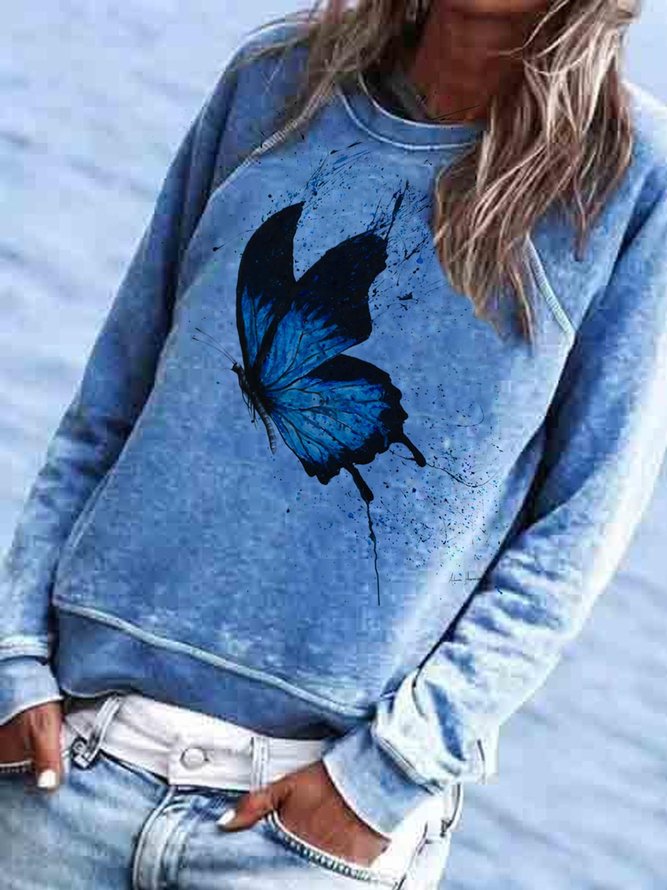 Animal Long Sleeve Cotton-Blend Crew Neck Hoodies & Sweatshirt