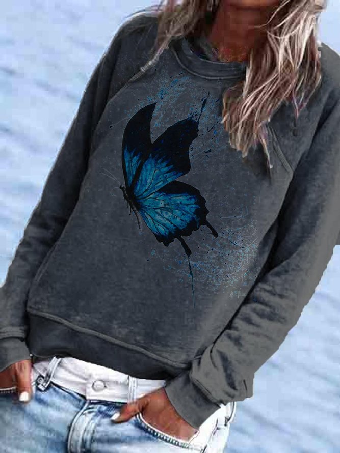Animal Long Sleeve Cotton-Blend Crew Neck Hoodies & Sweatshirt