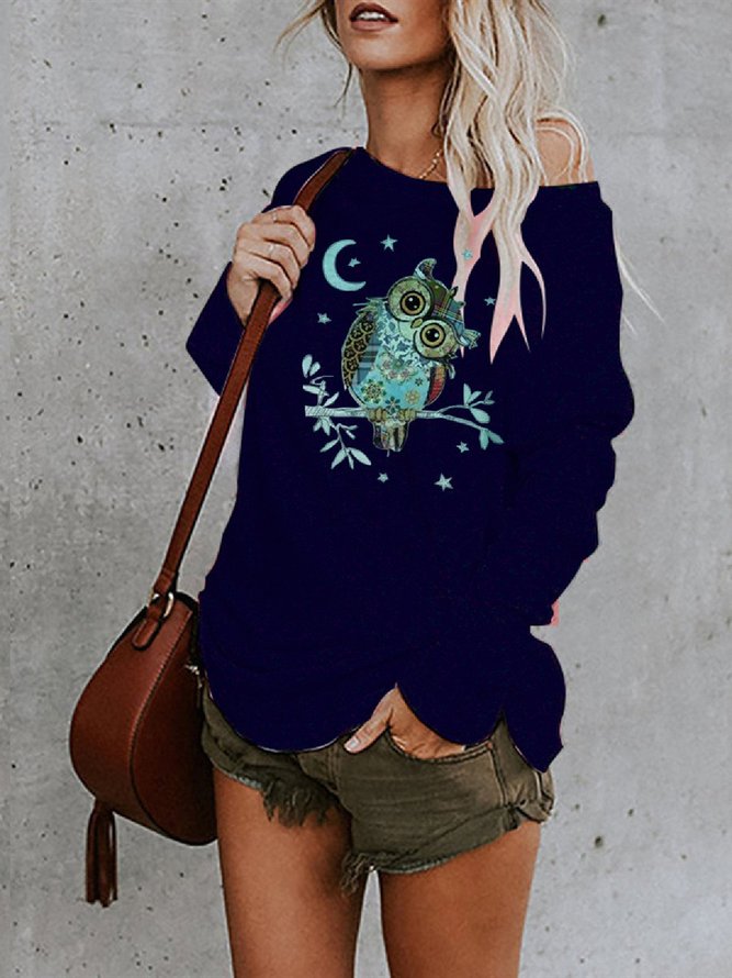 Long Sleeve Shift Floral-Print Top