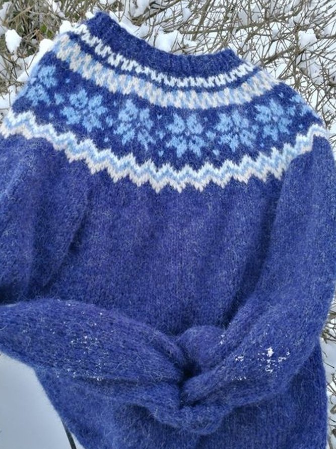 Blue Long Sleeve Tribal Sweater