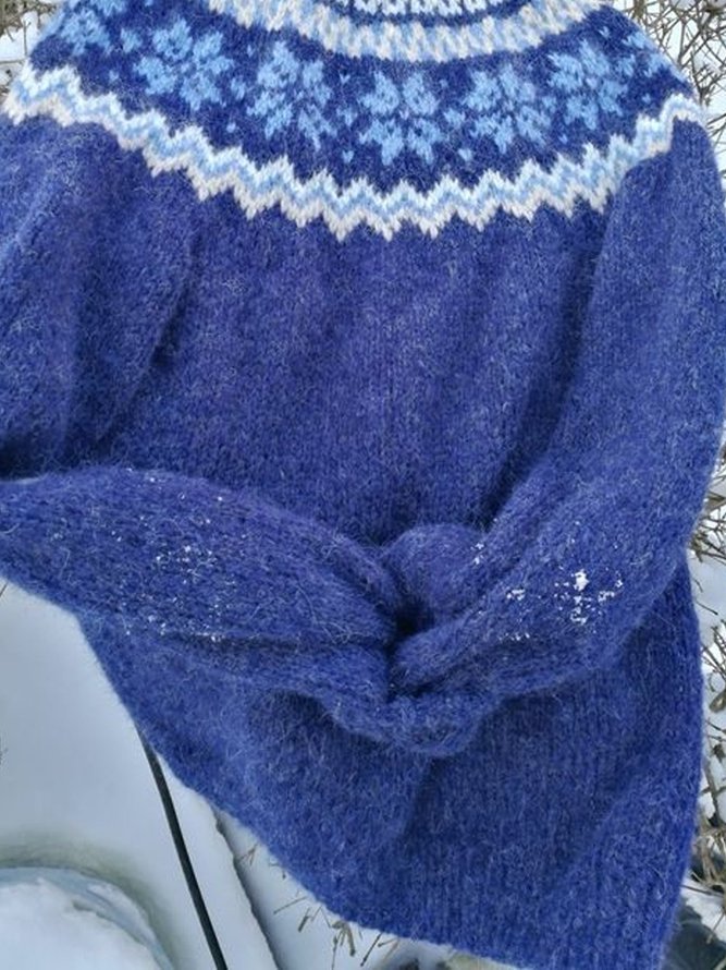 Blue Long Sleeve Tribal Sweater