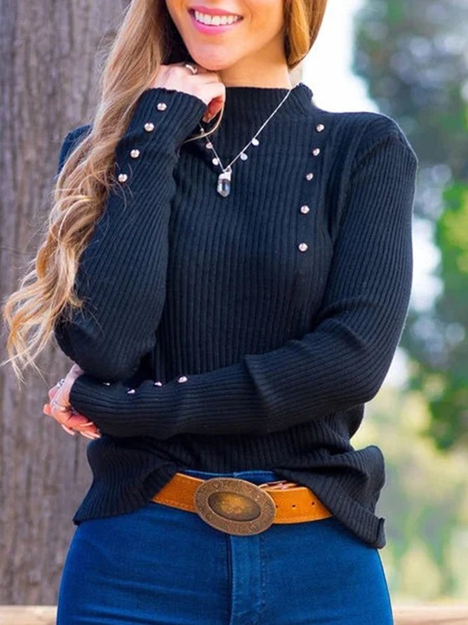 Long Sleeve Cotton-Blend Sweater