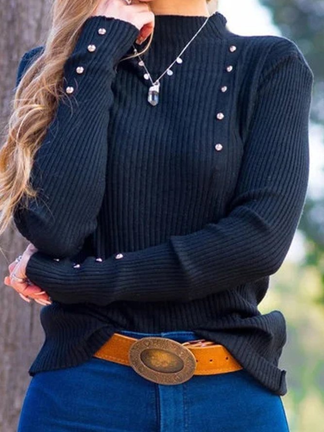 Long Sleeve Cotton-Blend Sweater