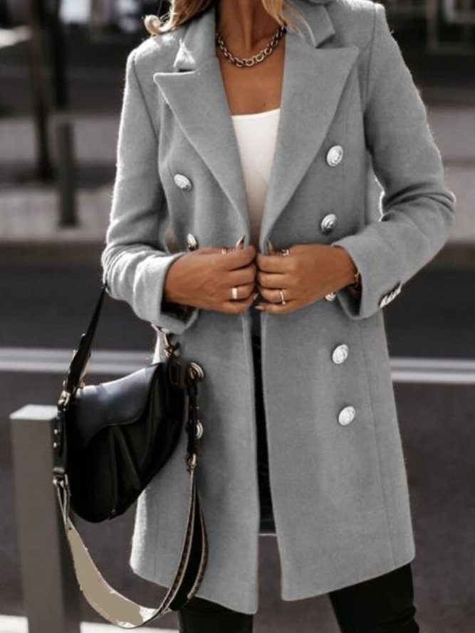 Lapel Buttoned Casual Long Sleeve Winter Fall Overcoat