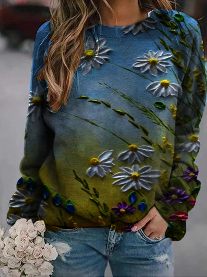 zyia blue floral sweatshirt