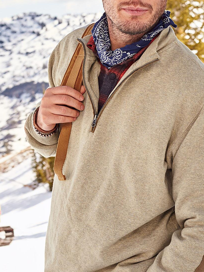Men Casual Long Sleeve Stand Collar Sweatshirt