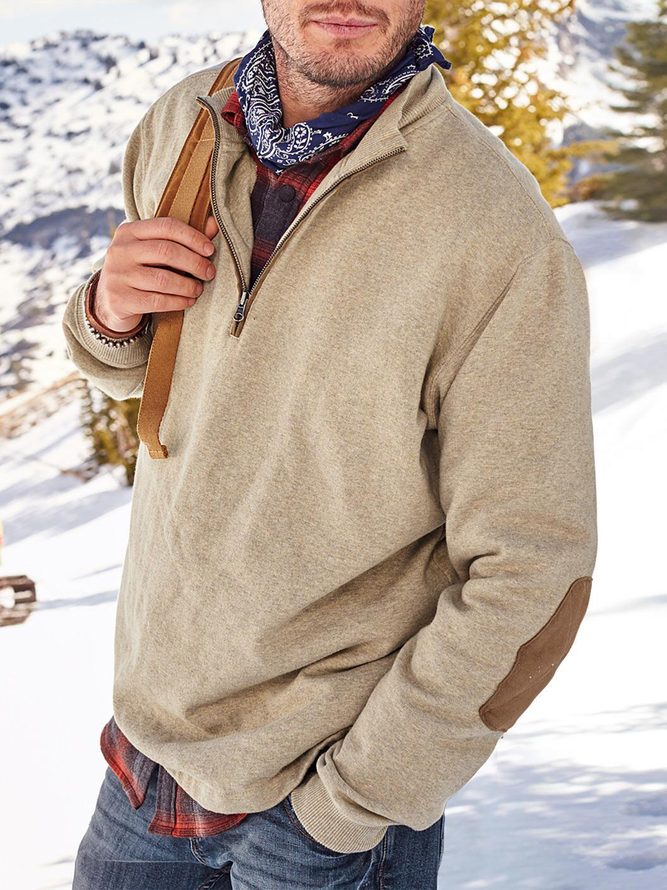 Men Casual Long Sleeve Stand Collar Sweatshirt
