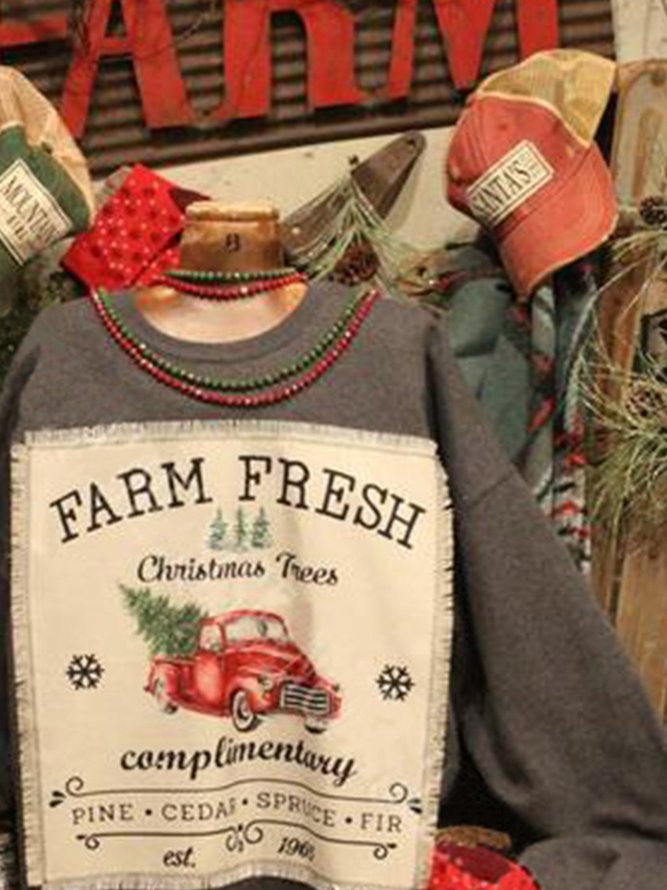 Vintage Long Sleeve Shift Printed Sweatshirt