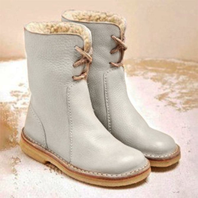 Women Casual PU Snow Boots Full Waterproof Insulated Low Heel Winter Boots