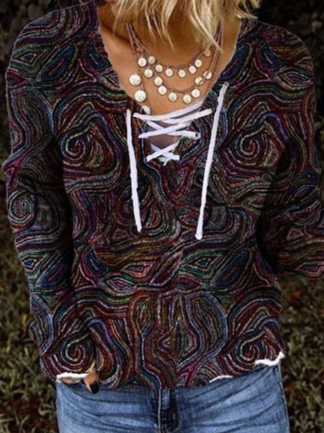 Long Sleeve Vintage Patchwork Sweater