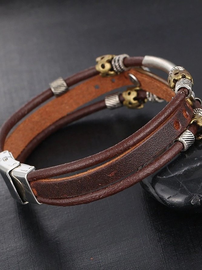 Vintage Punk PU Leather Woven Multilayer Bracelet