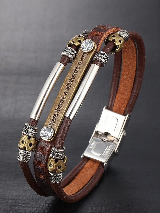 Vintage Punk PU Leather Woven Multilayer Bracelet