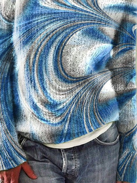 Abstract Shift Crew Neck Shirt & Top