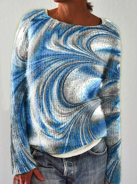Abstract Shift Crew Neck Shirt & Top