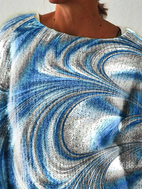 Abstract Shift Crew Neck Shirt & Top