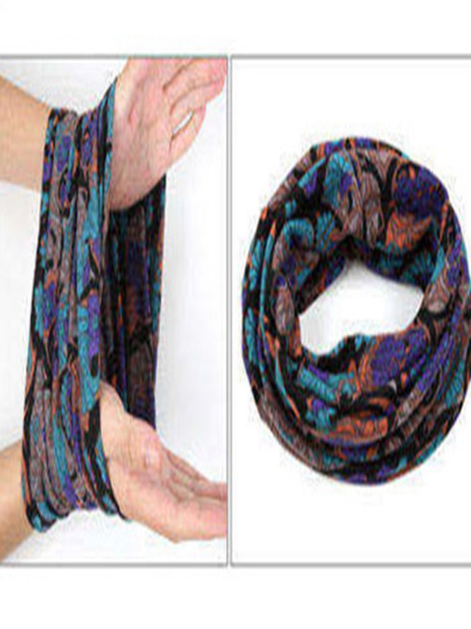 Women Vintage Multicolor Geometric Floral Printed Casual Knitted Hat