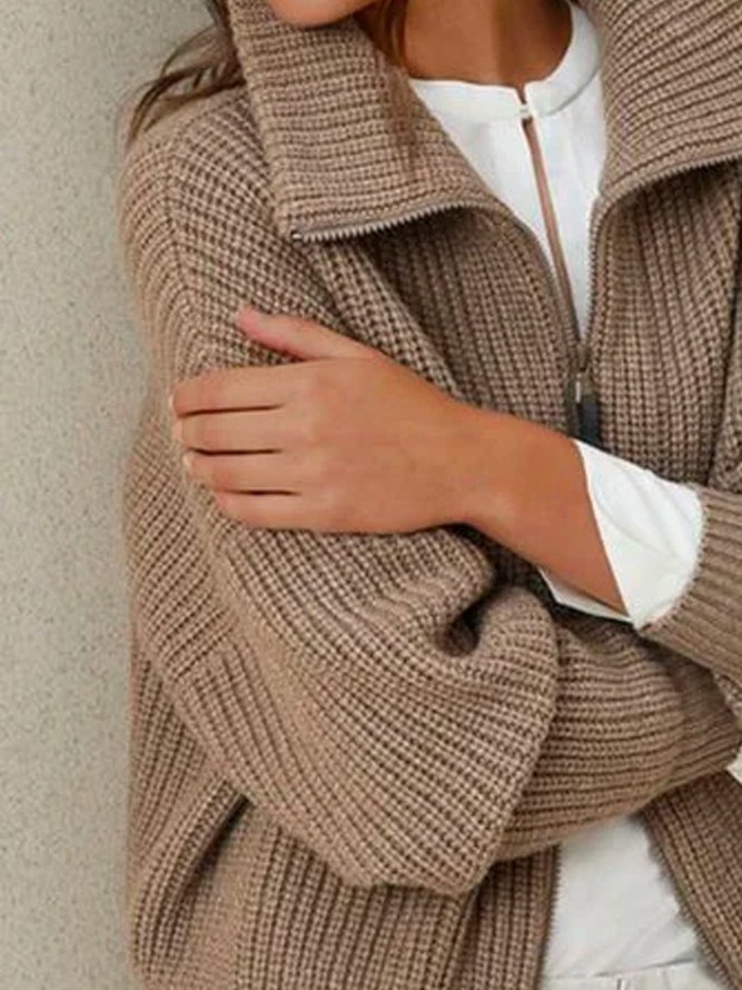Coffee Solid Shift Casual Sweater