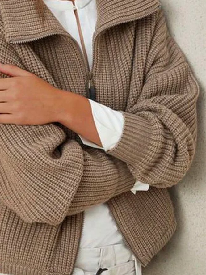 Coffee Solid Shift Casual Sweater