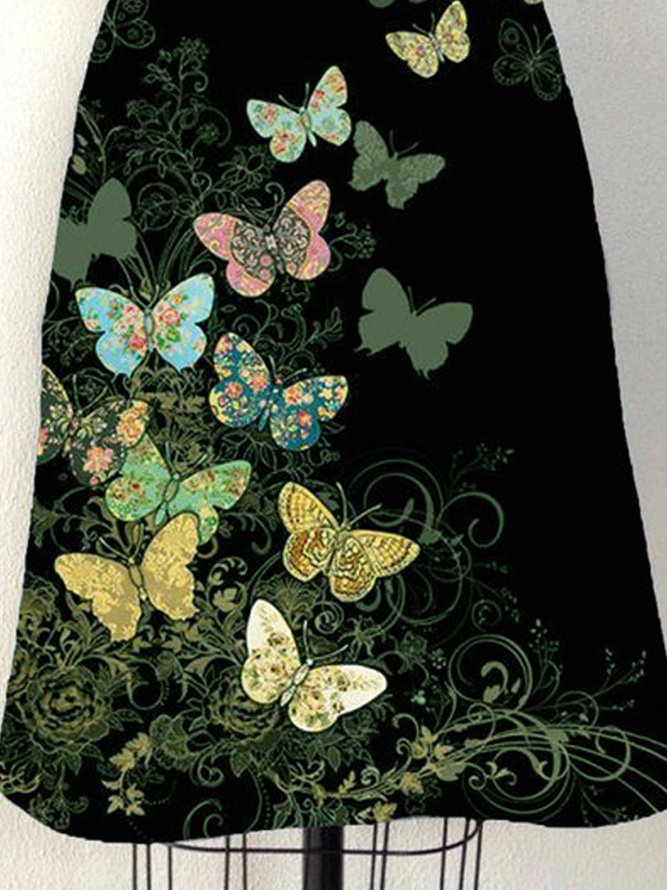 Cotton-Blend Butterfly A-Line Skirt